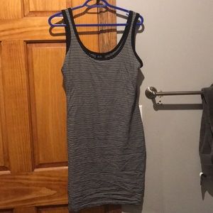 Black and white striped mini dress